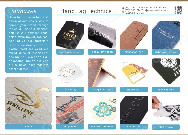 Sinicline Fashion Design Premium Custom OEM Paper Hangtags